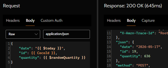 Predefined variable inside request body