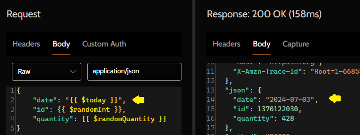 Predefined variable inside request body